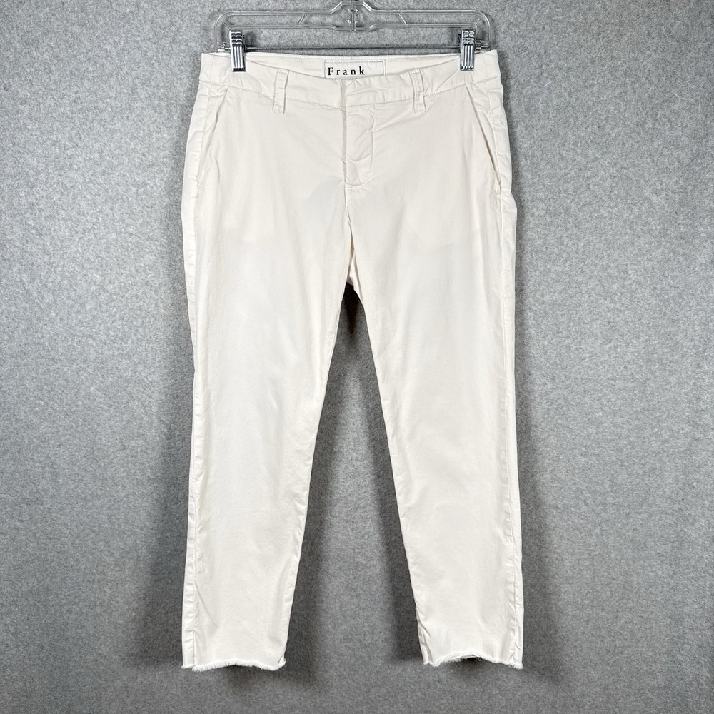 Frank & Eileen Women's White Cotton Wicklow Chino Pants Straight Mid Rise 4